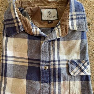 Men’s Legendary Whitetails blue/cream/white flannel long-sleeved shirt Size 2XL